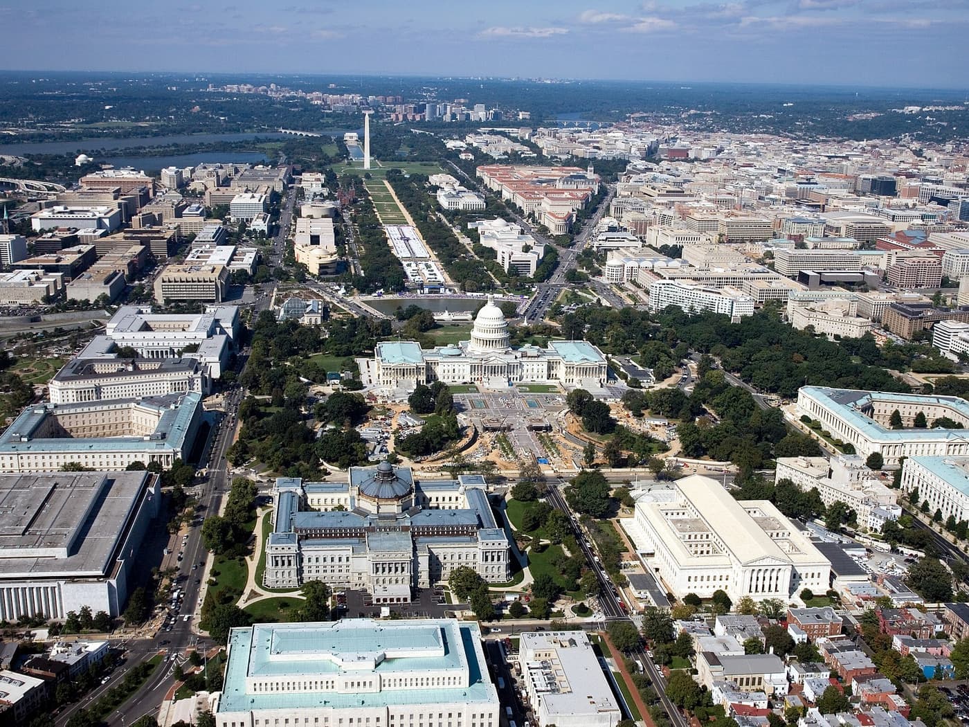 Aerial view of Washington, DC